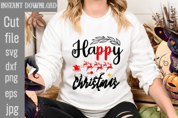 Happy Christmas SVG Cut File for T-Shirt Designs & Graphics