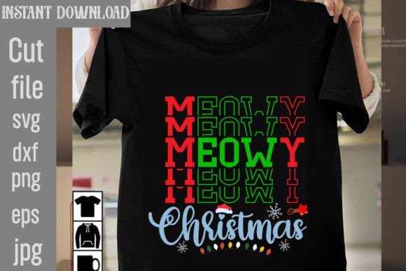 Meowy Christmas SVG Cut File: Graphics for T-Shirt Designs